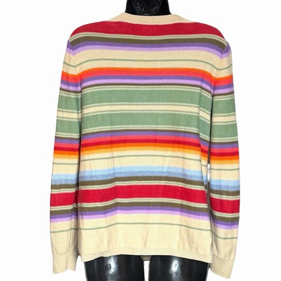 RALPH LAUREN CHAPS PETITE STRIPED SWEATER BOHO WESTERN LACE UP SOUTHWEST SZ S P - Picture 3 of 7